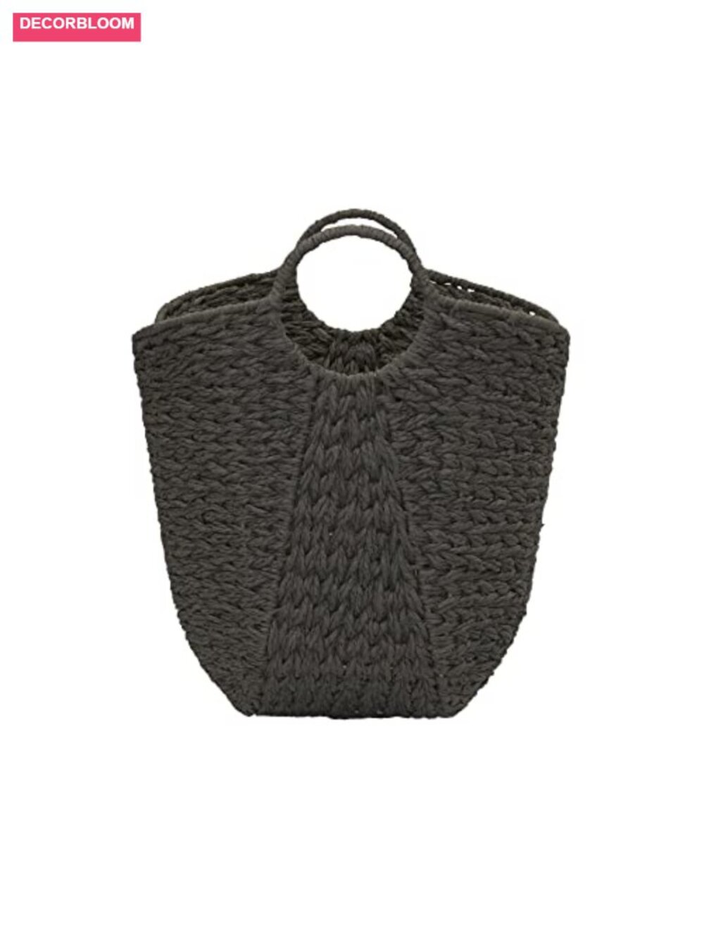 Handwoven Paper Rope Storage Basket Metal Frame Handles - Picture 3 of 6